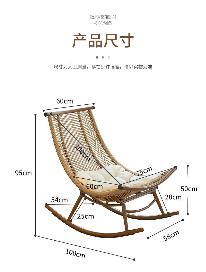 Hxl balcony rocking recliner casual outdoor rattan chair adult nap