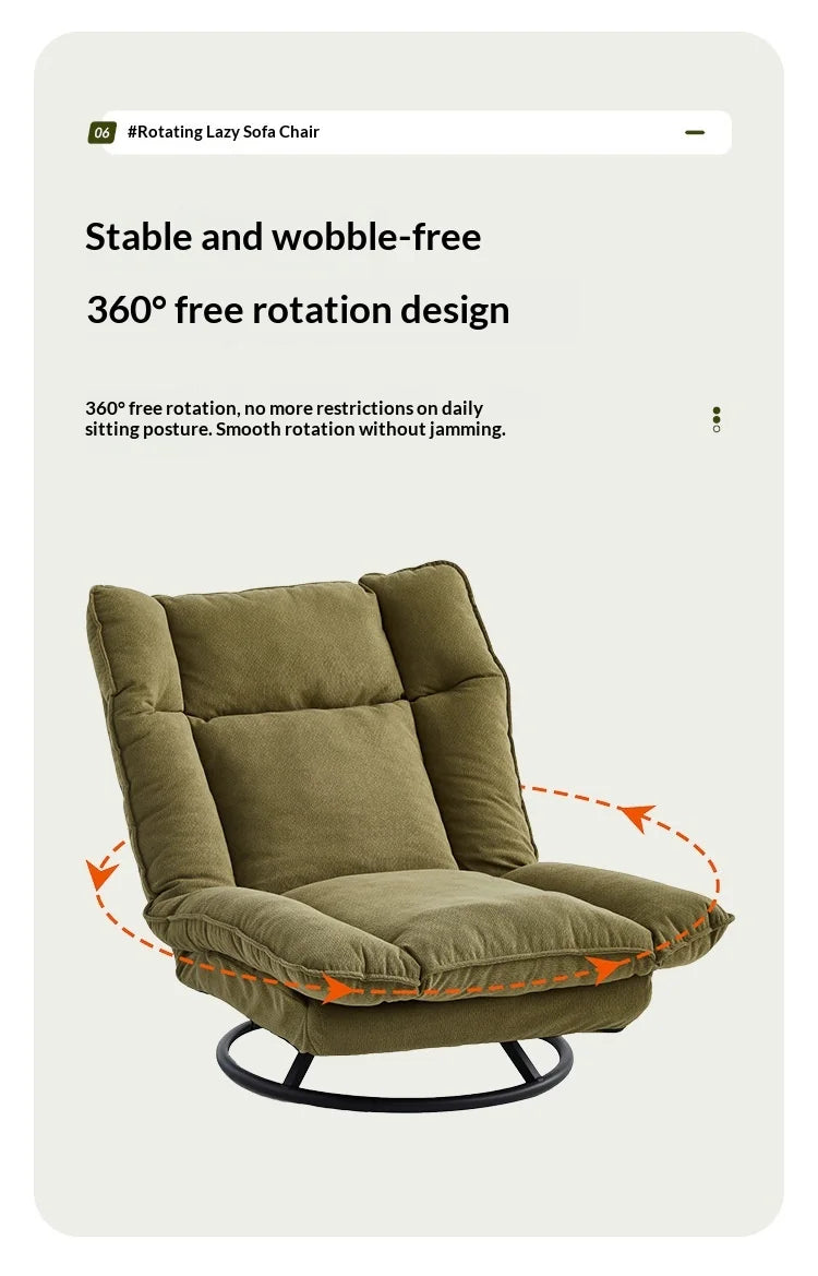 Sofa 360 Degree Swivel Lounge Chair Adjustable Back Fabric Single Seat Small Apartment Living Room Balcony Lazy Armchair