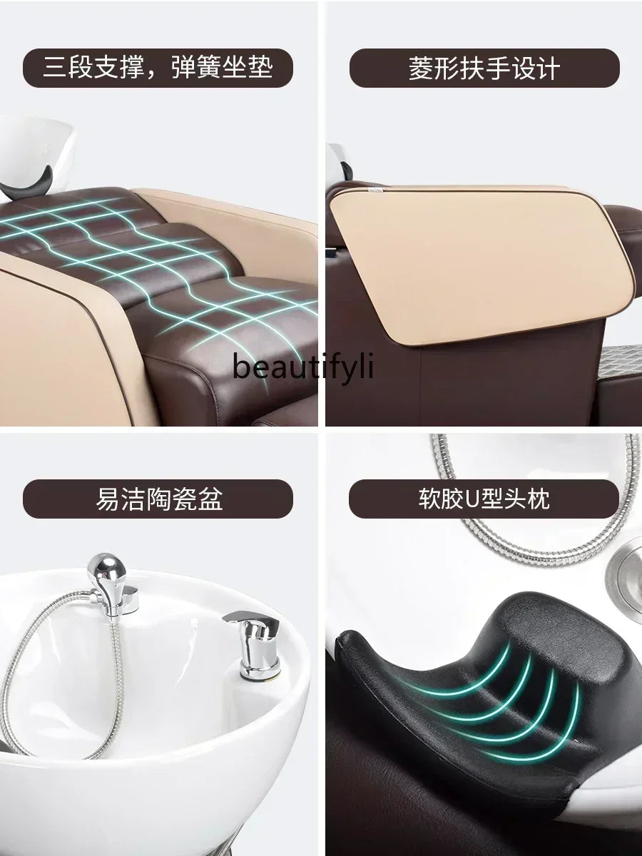 yj5 lx29Beauty Shop Lying Half Shampoo Chair Hairdressing Salon Bed Special Spa Shop Flushing Bed