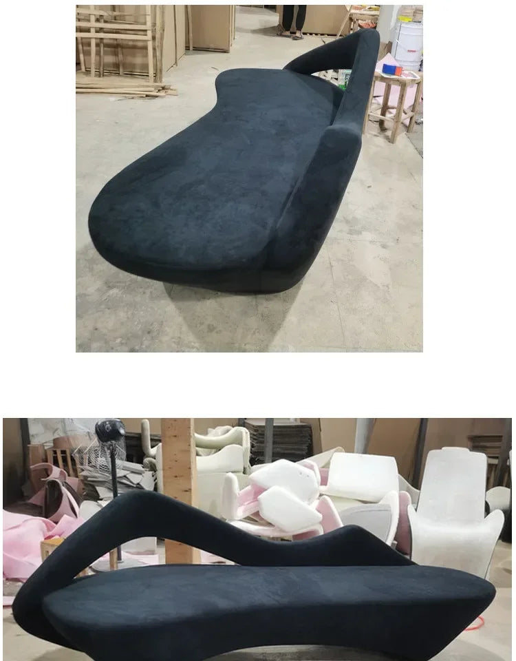 Italian Simple Fabric Leather Sofa Living Room and Sample Room Lobby Reception Arc Moon Sofa