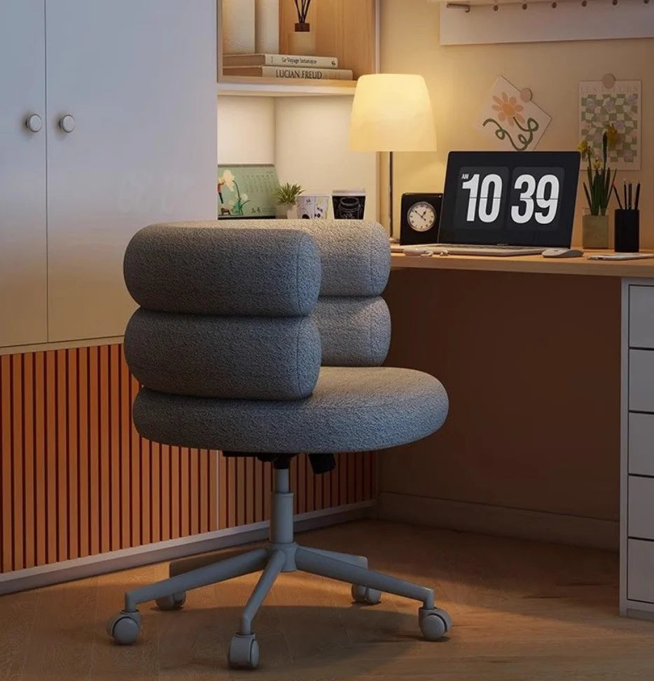 Living Room Swivel Chair Nordic Armchair INS Lift Computer Backrest Chair Lamb Wool Design Bedroom Makeup Chair Home Furniture