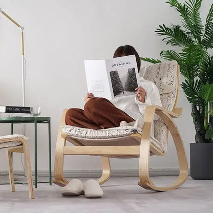 Simple and modern Nordic Boang rocking chair easy chair solid wood recliner lazy pregnant woman chair balcony lounge