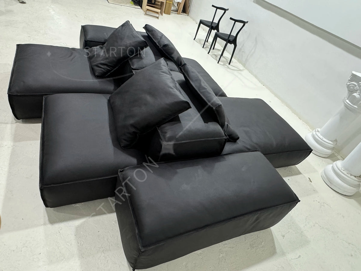 Black Chenille Fabric Sectional Living Room Module Sofas Set Sectional Floor Sofa Couch