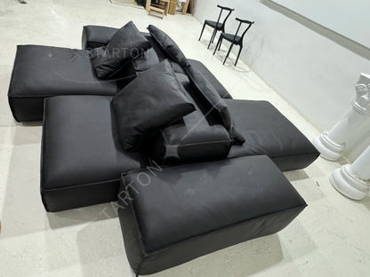 Black Chenille Fabric Sectional Living Room Module Sofas Set Sectional Floor Sofa Couch