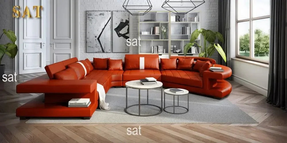 New Arrival Modern Living Room Leather Sofa, Lounge Chair, Living Room Designer Combination Sofa, U-shaped Sofa, Luxury Leather