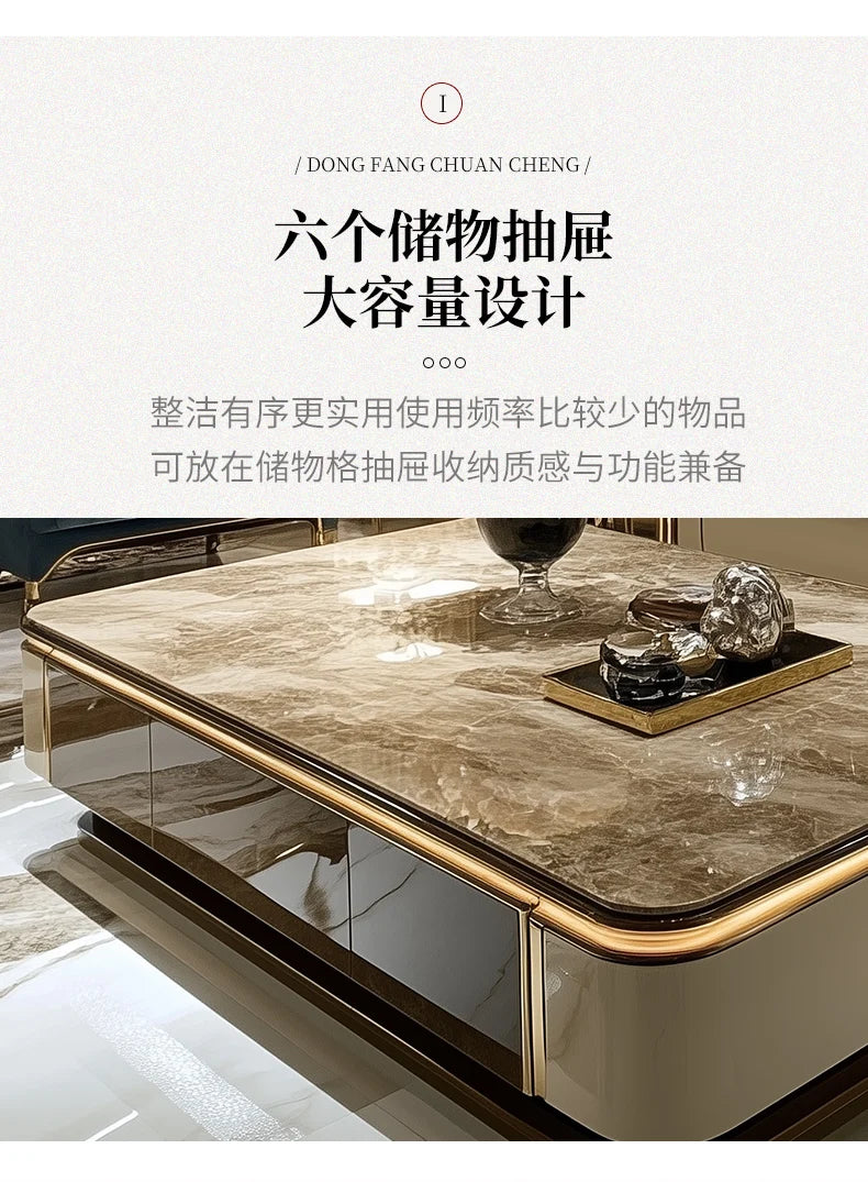 Coffee Table Living Room Household Light Luxury High-end Large Apartment Tea Table Rectangular 2025 New High-end Villa Large