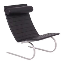 Black leather pad stainless steel frame, lounge chair, living room chair