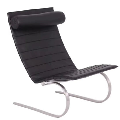 Black leather pad stainless steel frame, lounge chair, living room chair