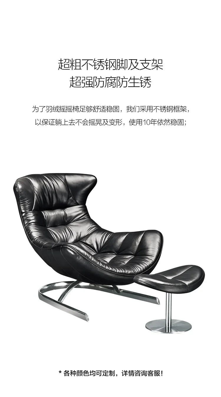 AANew Style Italian Single Leather Sofa Chair Living Room Light Luxury Bedroom Modern Wingback Chair Leisure Chair Recliner Ss 7