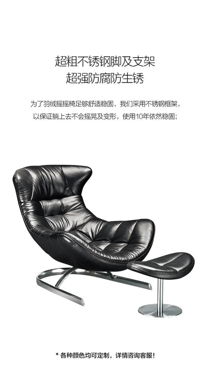 AANew Style Italian Single Leather Sofa Chair Living Room Light Luxury Bedroom Modern Wingback Chair Leisure Chair Recliner Ss 7
