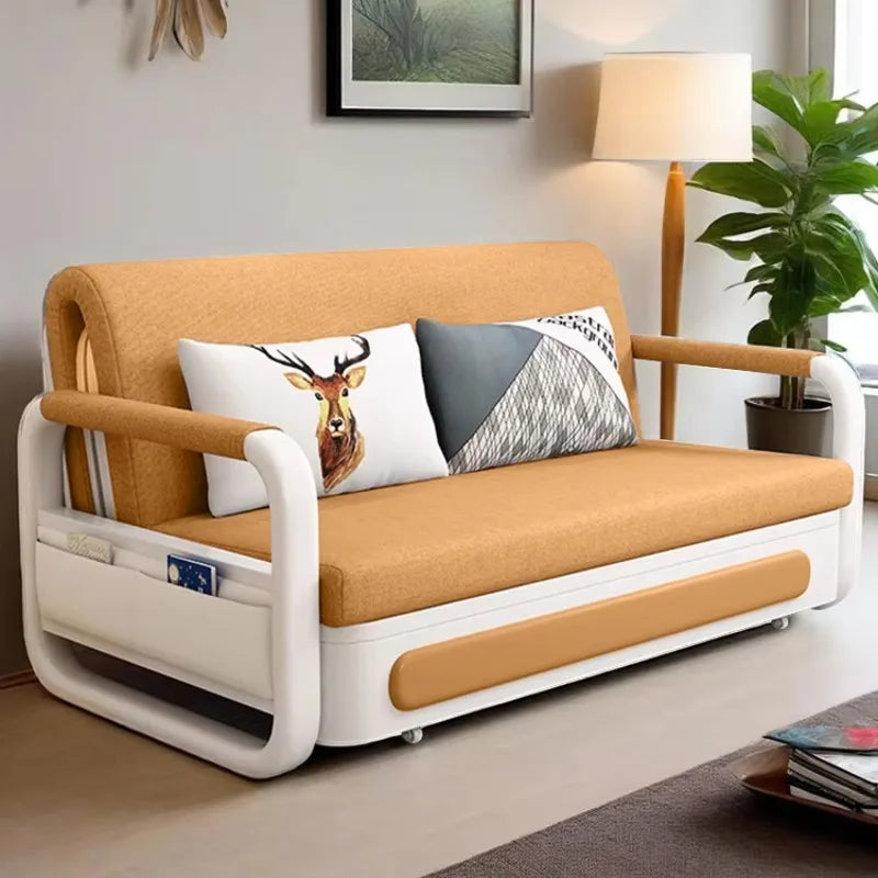 Technology cloth sofa bed dual purpose, multi functional foldable, small apartment in the living room, double fabric art
