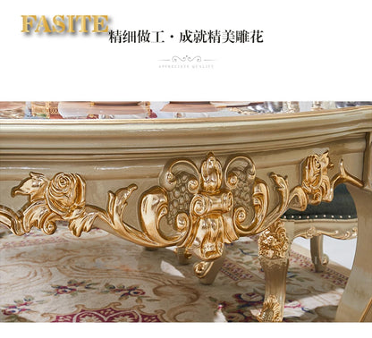 Nordic European solid wood dining table and chair combination household luxury American champagne gold dining table rectangular