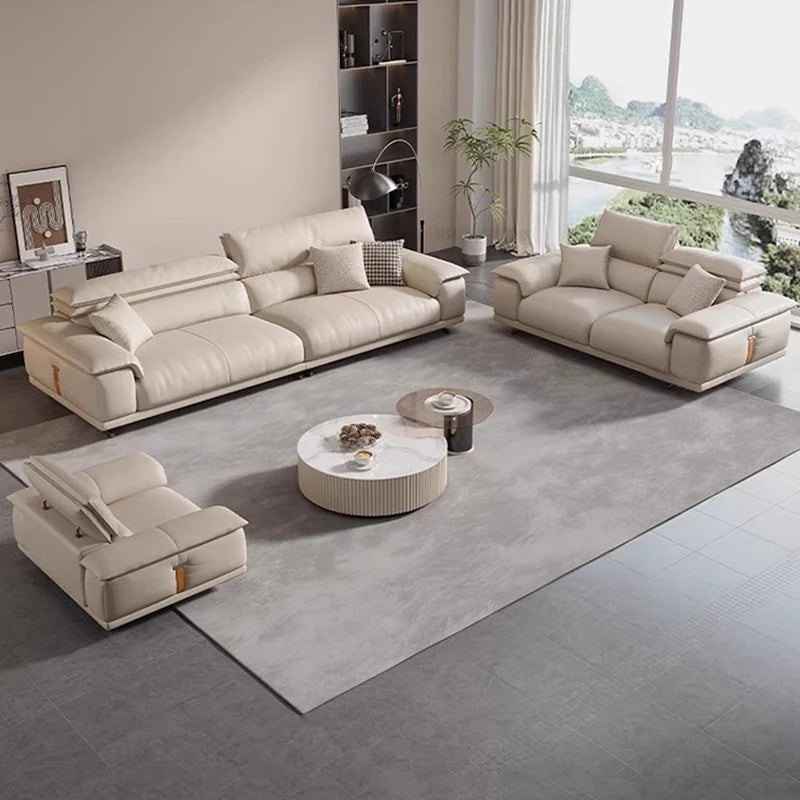Decoration Genuine Leather Italian Living Room Sofa Luxury Lounge Designer Minimalist Sofas home Modern Family Muebles Furniture