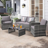 Outdoor Rattan Sofa Sectional Set with Cushions, Perfect for Patio, Garden, and Balcony Conversations