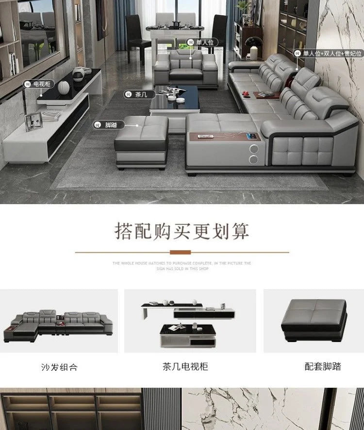 Genuine Leather Luxury Sofas Italian Minimalist Living Room Apartment Sofas Comfortable Straight Chaises De Salon Furnitures