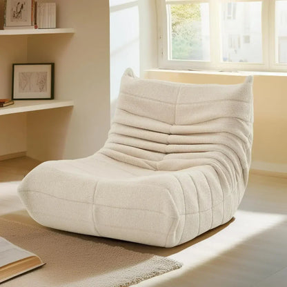 Single sofa living room bedroom lazy fabric leather leisure chair small apartment cream wind