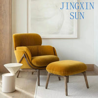 More Design Cheap Wholesale Modern Simple Velvet Comfortable Fabric Casual Reclining Wooden Lounge Living Room Chair