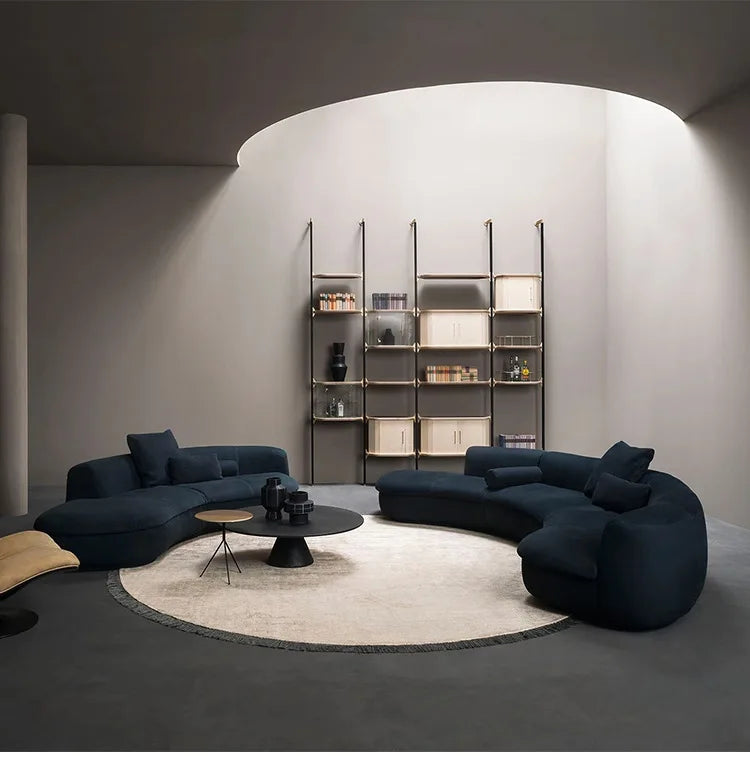 Curved sofa minimalist designer large corner fabric sofa combination