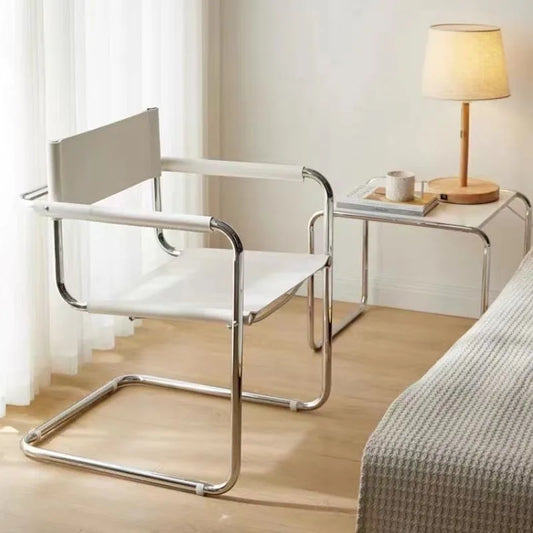 Stainless Steel Dining Chairs Modern Simple Restaurant Chair Living Room Portable Leather Armchair Home Decoration Furniture