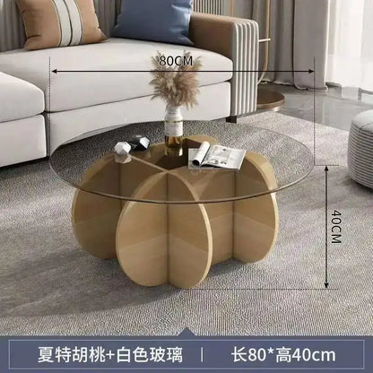 Table basse ronde en verre trempé résistant aux hautes températures, style luxe léger et créatif, stable, pour salon et maison