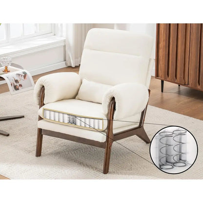 Century Modern Accent Chair,Upholstered Armchair with Solid Wood Frame amp Soft Cushion for Living Room,Reading,Bedroom,Belcony,