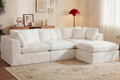110''Oversized Modular Sectional Sofa Chenille Deep Seat Memory Foam L Shape Ottoman 2 Pillows Washable Cover Living Room Custom