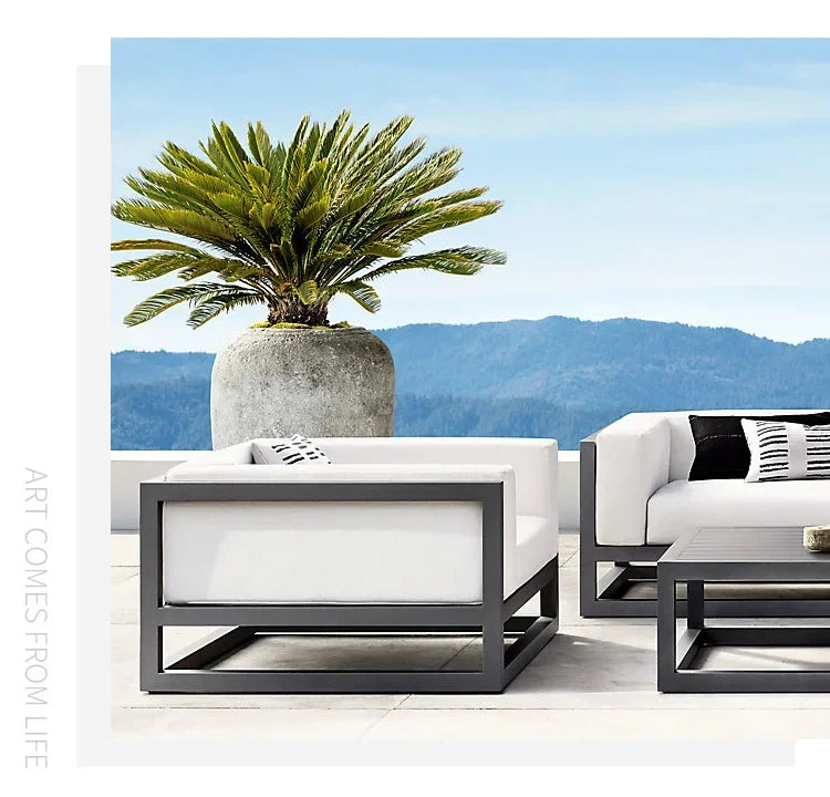 Nordic outdoor double sofa high-end teak villa hotel courtyard garden