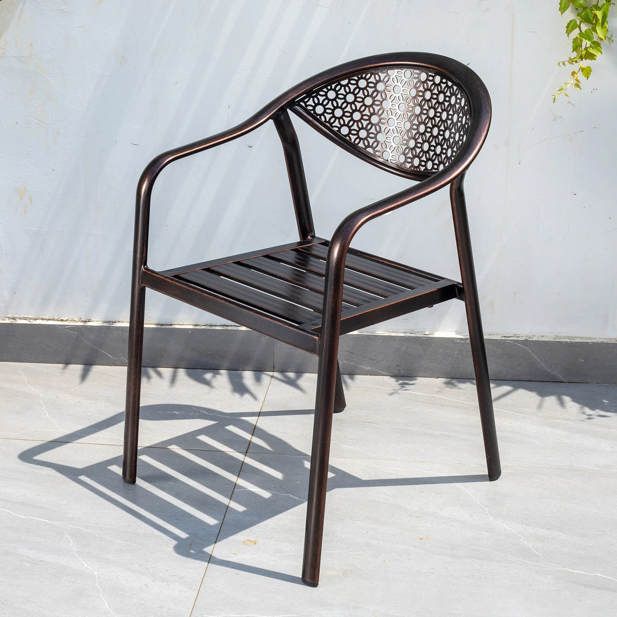 All Aluminum Bistro Chairs Set of 2 Metal Outdoor Chair with Armrests Weatherproof Patio Chair for Garden Backyard Balcony