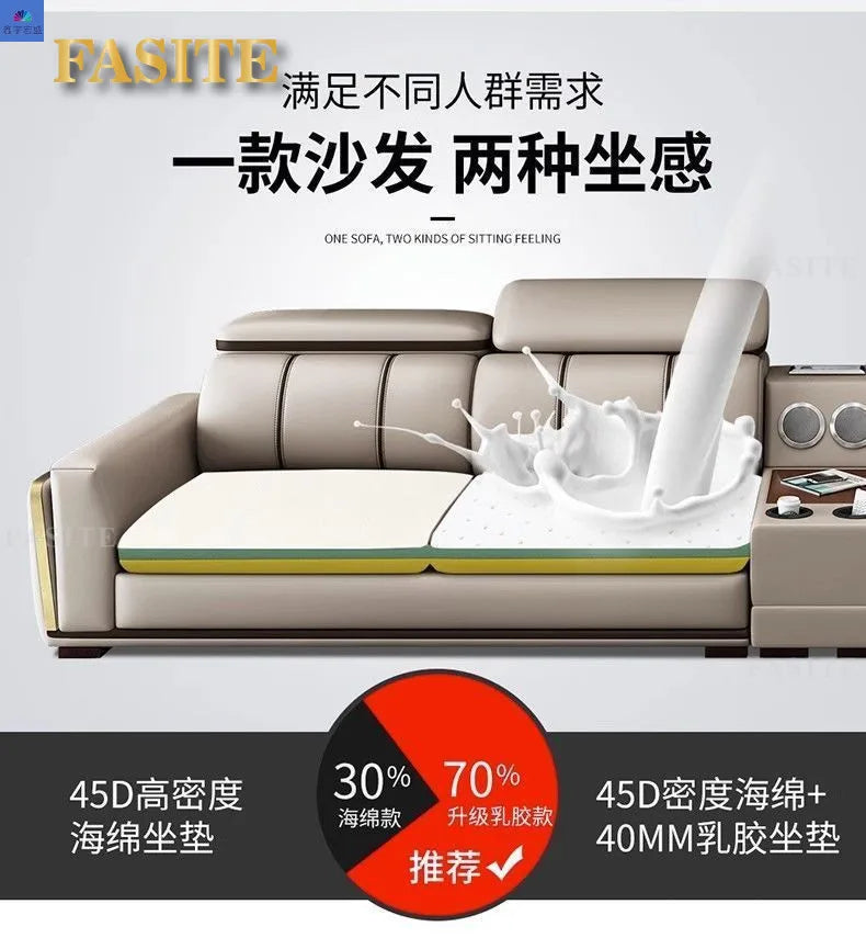 Luxury First-Layer Sofa Classic Light Living Room Size Princess Apartment Straight Row Home Combination