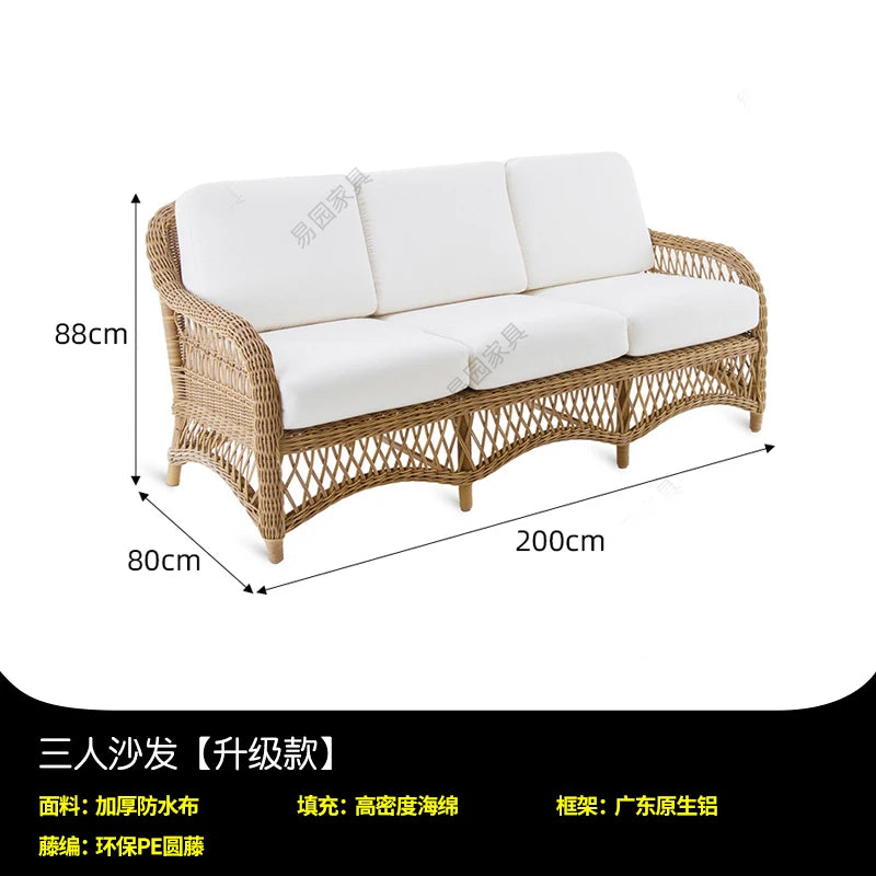 HXL outdoor sofa balcony rattan chair garden waterproof aluminum alloy outdoor terrace casual rattan sofa chair
