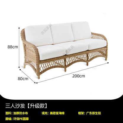 HXL outdoor sofa balcony rattan chair garden waterproof aluminum alloy outdoor terrace casual rattan sofa chair