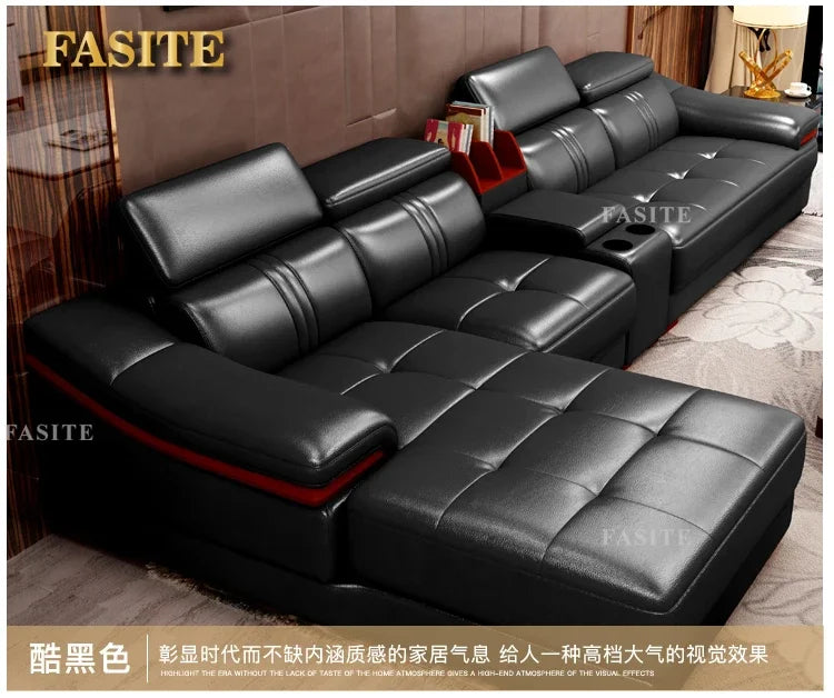 Genuine leather sofa head layer cowhide small unit,simple and modern functional, fashionable leather sofa combination decoration