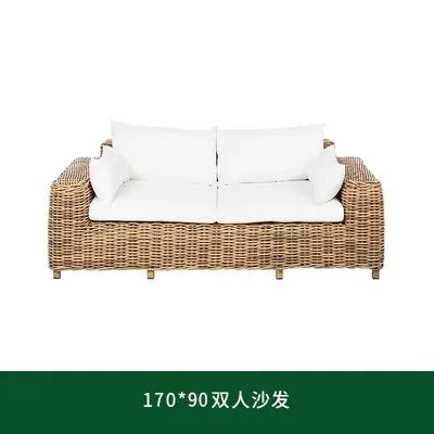 Outdoor sofa courtyard rattan chair three-piece indoor living room sofa combination villa rattan sofa chair sunscreen furniture
