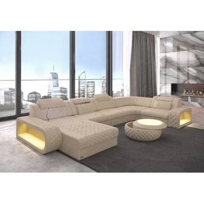 New Arrival New Arrival Italian Style Modern Design Leather Furniture U Shape Sectional Sofa With LED Light For Living Room Sofa