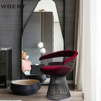 WBERT Modern Italian Luxury Designer Creative Stainless Steel Metal Leisure Dining Chair for Home Furniture