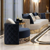 Newest Luxury Golden Stylish Base Decor Lobby Sofa Set Stainless Steel Lounge Chair Velvet Couch for Hotel Home