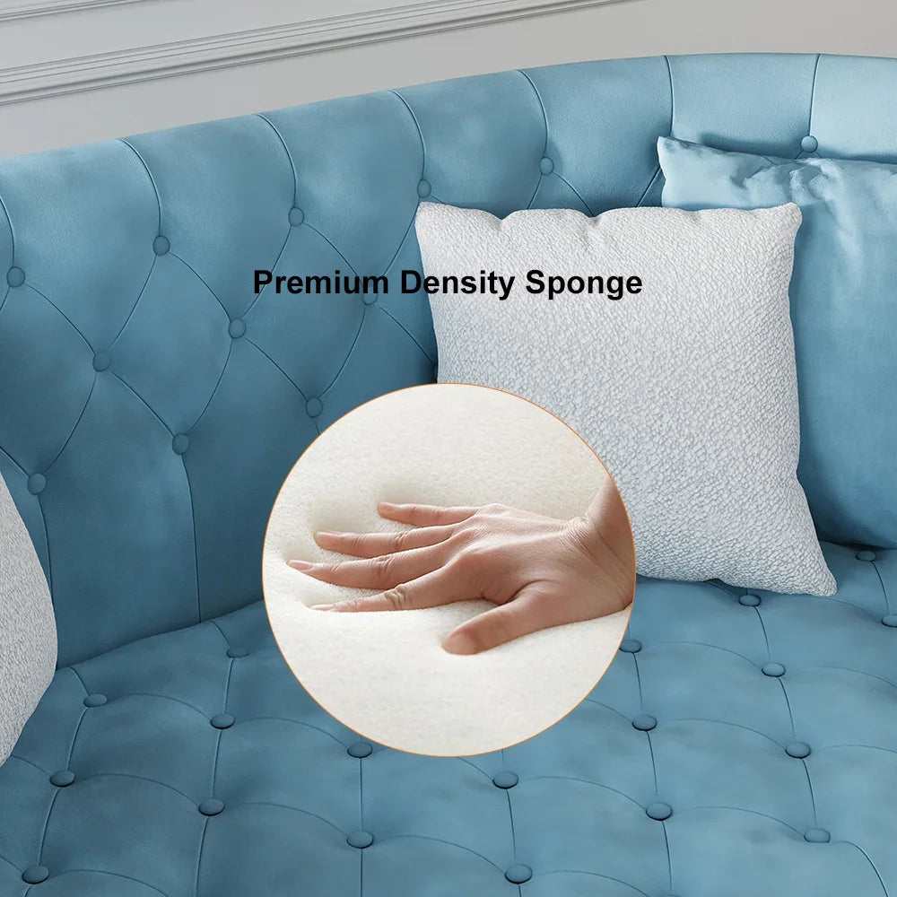83"  Blue Velvet Curved Sofas Upholstered Tufted 3-Seater Sofa Couch Luxury Modern for for Home Apartment Living Room