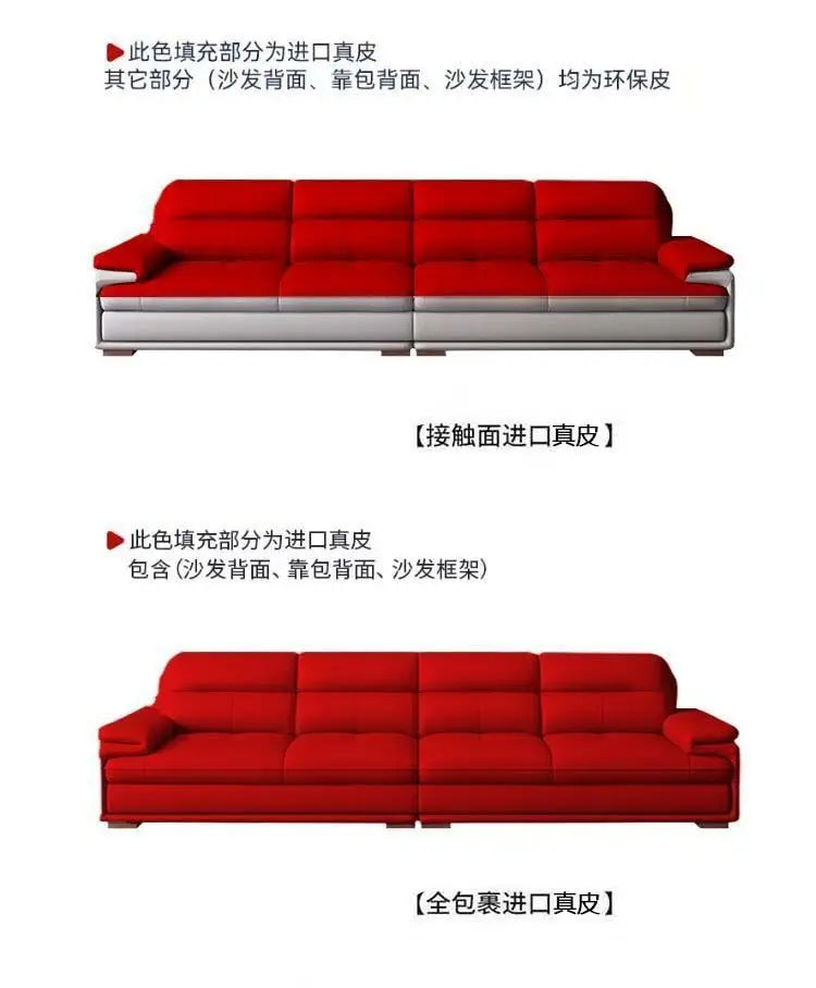 Italian leather sofa modern simple living room left and right concubine small apartment Nordic leather sofa combination
