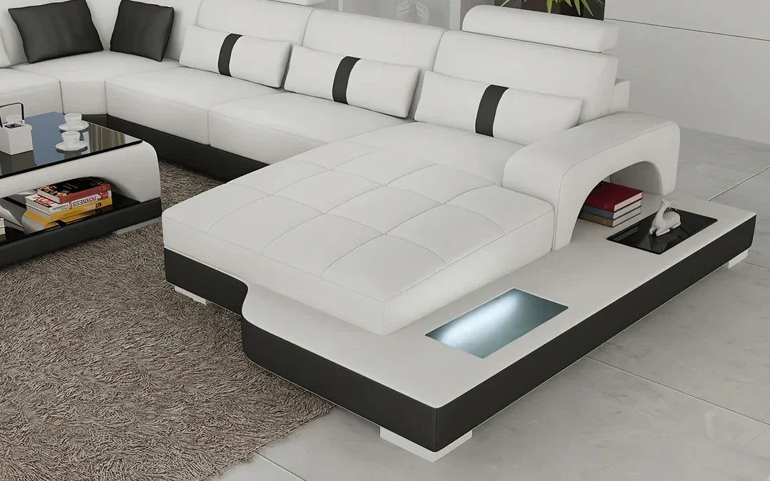 Nordic designer light luxury villa leather living room sofa high-end customized leisure hotel sofa combination