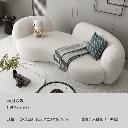 Modern Minimalist Living Room Sofa Berber Fleece Double lounge living room sofas elegant comfortable