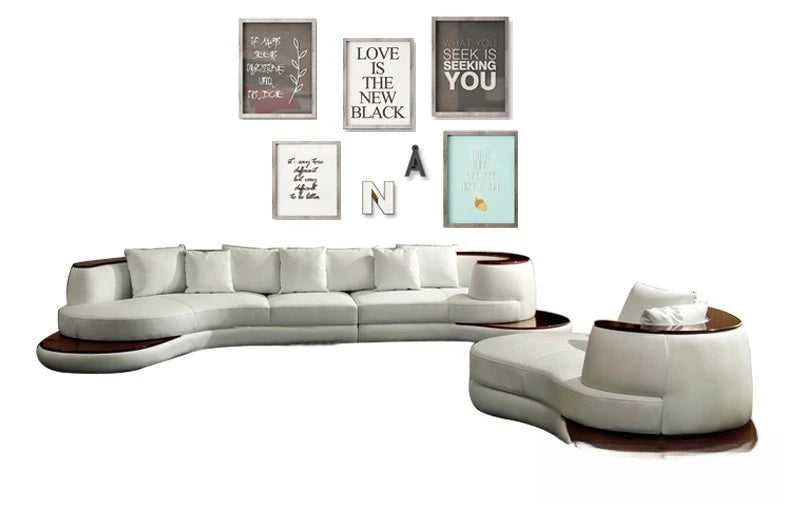 First layer cowhide sofa, creative curved leather sofa combination