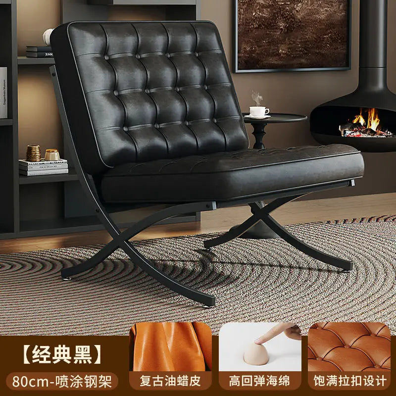 Black Metal Living Room Chairs Balcony Throne Relax Reading Modern Room Decor Fashion Chairs Comfortable Sillones Home Design