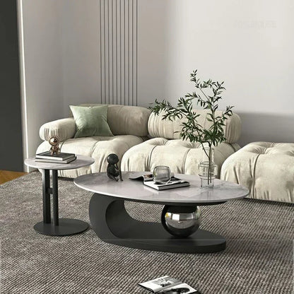 Bright Oval Coffee Tables for Tea Room Italian Rock Slab Easy To Clean Side Table Luxury Tables for Living Room a