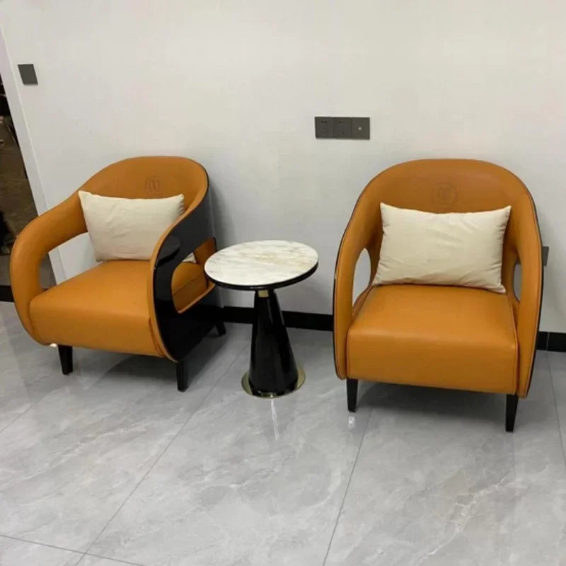 Italian style living room small chairs office and guest rooms single sofa chairs rotatable genuine leather leisure chairs