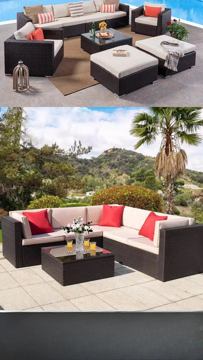 Outdoor sofa combination courtyard garden balcony rattan table and chairs terrace waterproof and sun protection outdoor
