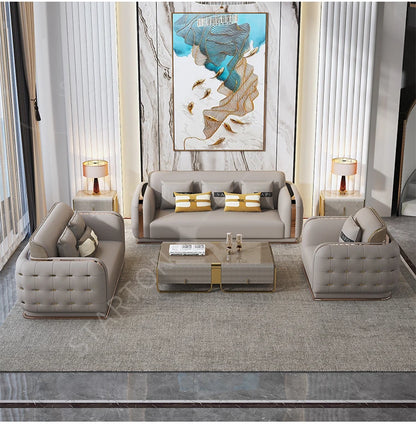 Sofa Genuine Leather Designer Italian  Loveseat Single Canape