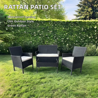 Modern PE Rattan Wicker Garden Furniture Set Stainless Steel Table & Chair for Outdoor Patio for Hotels Courtyards & Apartments