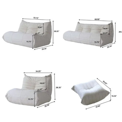 Drop Shipping Nordic White Living Room Sofa 3 Seater Couch Compressed Vacuum Foam Floor Lazy Chair Sofa Set