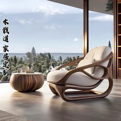 North American black walnut solid wood sofa modern simple living room single sofa home new Chinese style