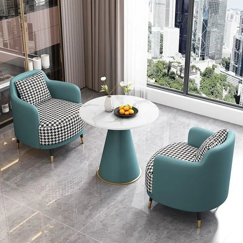 Simple light luxury single sofa coffee table combination leisure hotel reception sales office negotiation tables and chairs beau